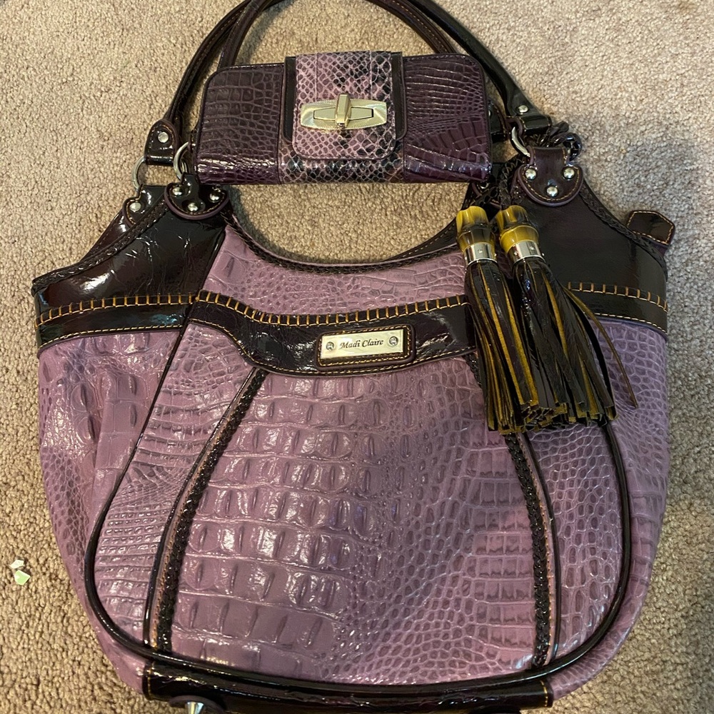 Madi Claire Purple tote and matching wallet